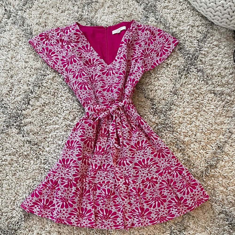 LOFT‎ Pink and White Floral Mini Dress
